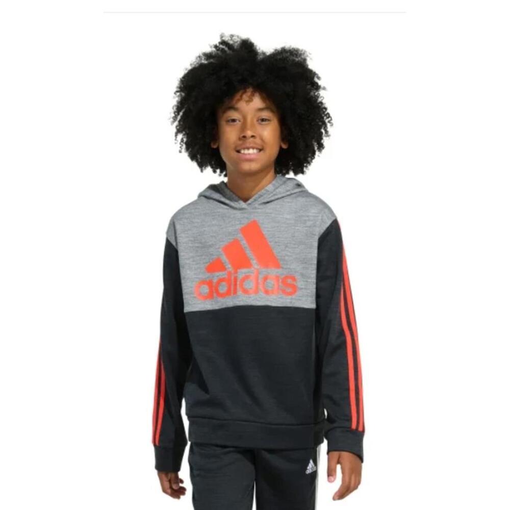 Adidas Youth Tech Fleece Hoodie Black/Red/Grey - Boy's M (10-12)